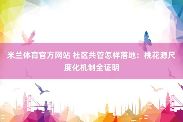米兰体育官方网站 社区共管怎样落地：桃花源尺度化机制全证明