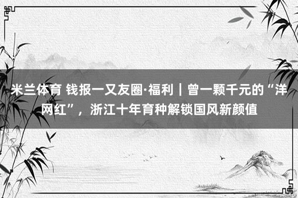 米兰体育 钱报一又友圈·福利｜曾一颗千元的“洋网红”，浙江十年育种解锁国风新颜值