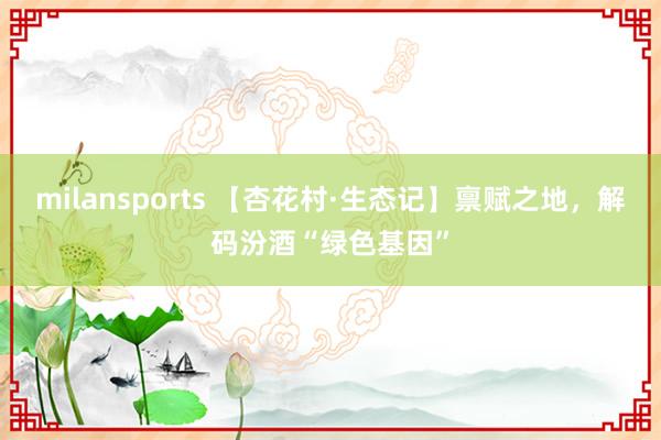 milansports 【杏花村·生态记】禀赋之地，解码汾酒“绿色基因”