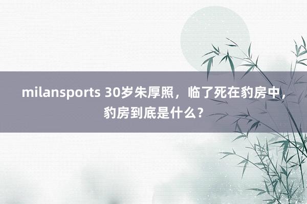 milansports 30岁朱厚照，临了死在豹房中，豹房到底是什么？